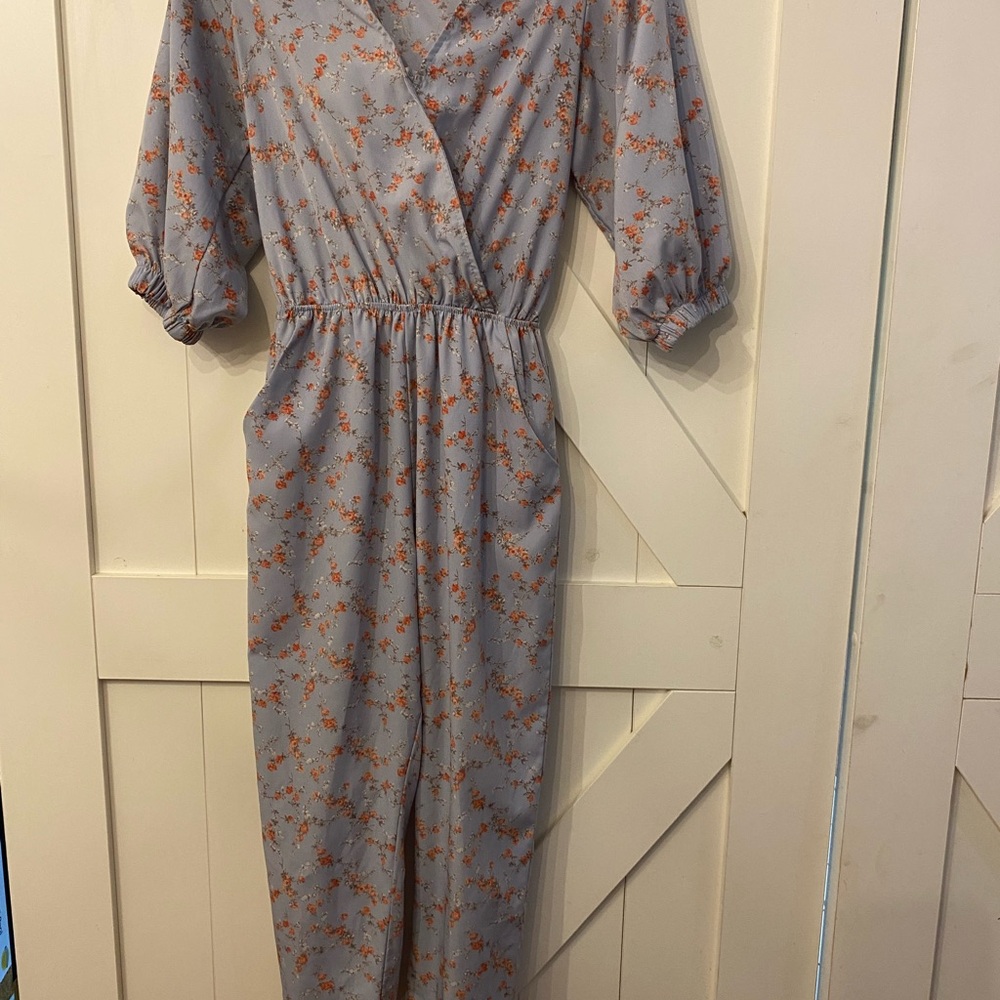 Vici Blue and Pink Floral summer jumpsuit